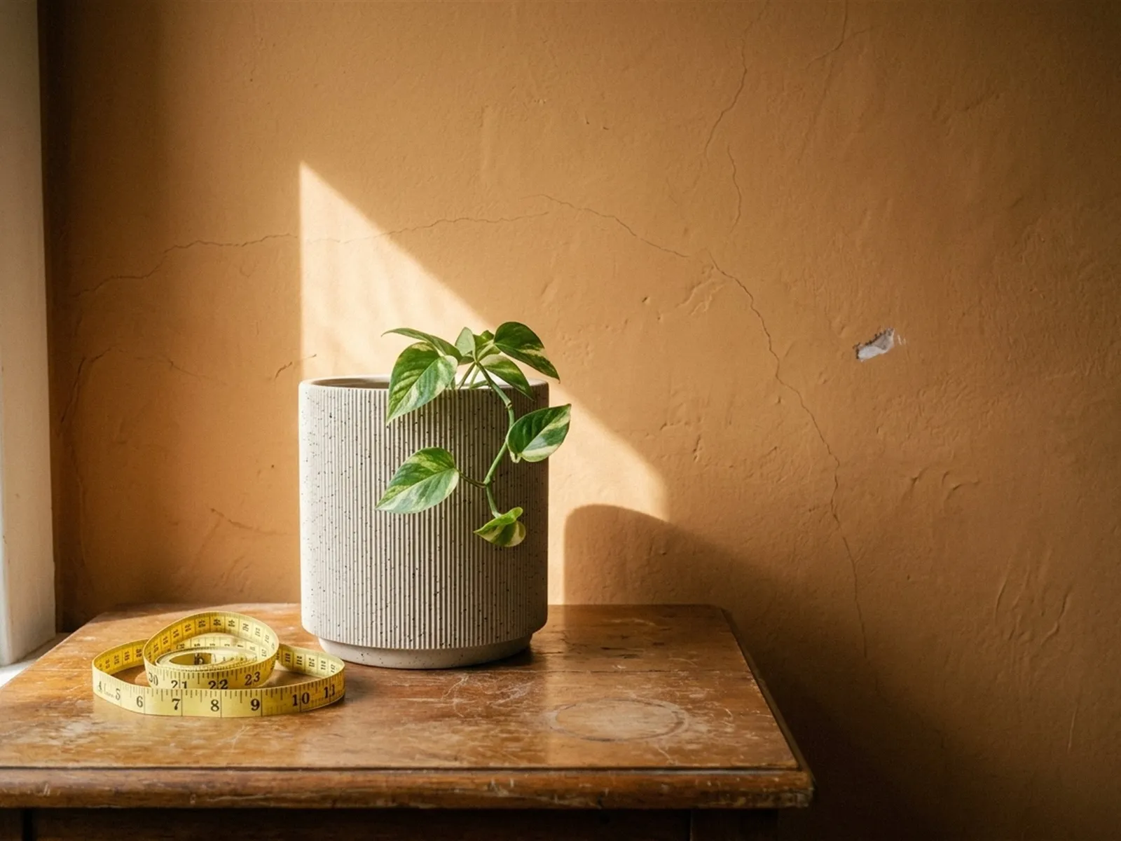 Speckled Ribbed Cylinder Planter